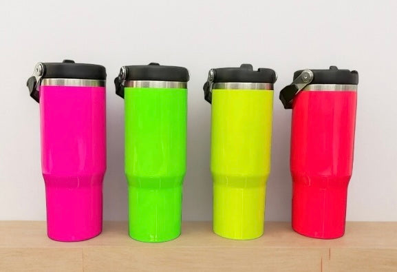 Neon sublimation tumbler 30 oz with handle and straw