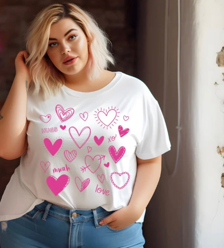 Pink Hearts 2 Screenprint