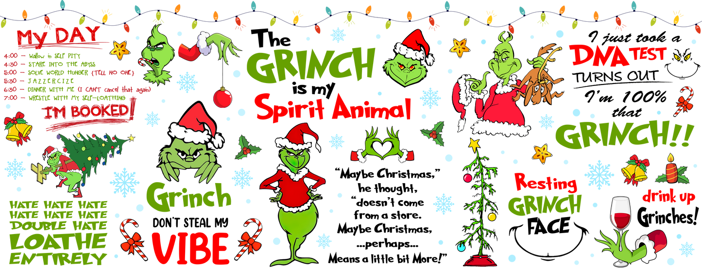 Grinchy Spirit Animal Christmas UVDTF Cup Wrap