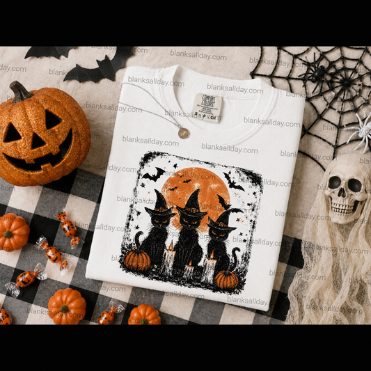 3 Cats sublimation transfer shown on a shirt