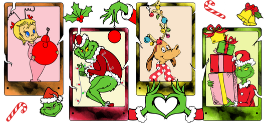 Grinchy Christmas Cards UVDTF Cup Wrap
