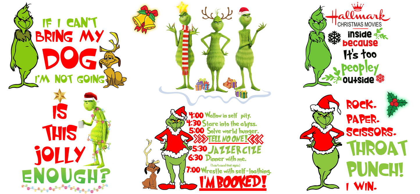 Grinchy Christmas Quotes UVDTF Cup Wrap