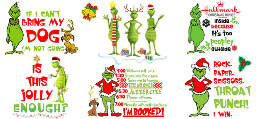 Grinchy Christmas Quotes UVDTF Cup Wrap