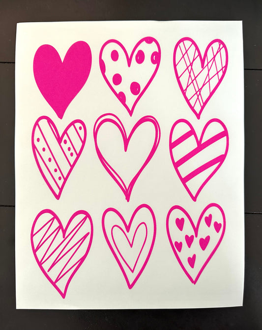 Pink Hearts 1 Screenprint