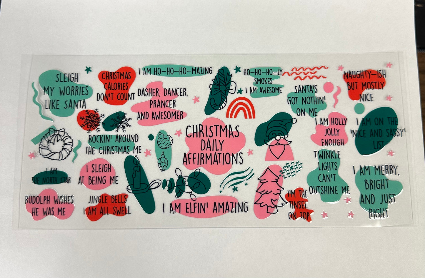 Christmas Affirmations UVDTF Cup Wrap