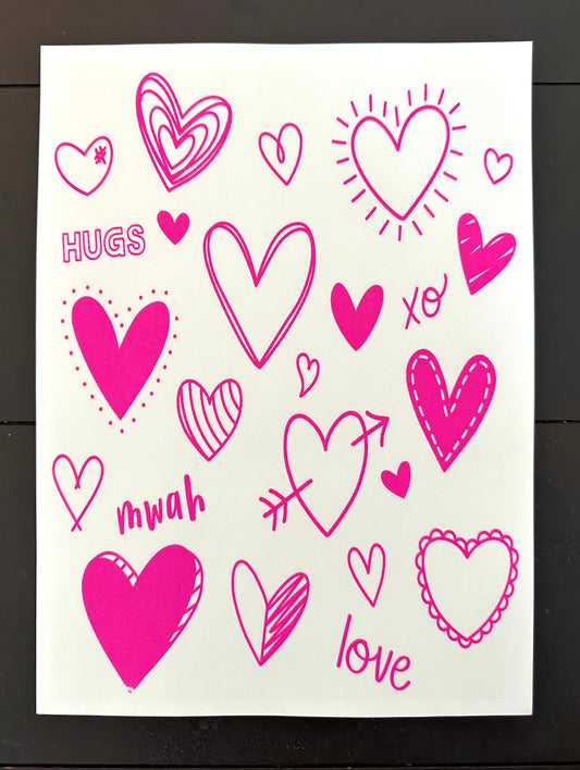 Pink Hearts 2 Screenprint