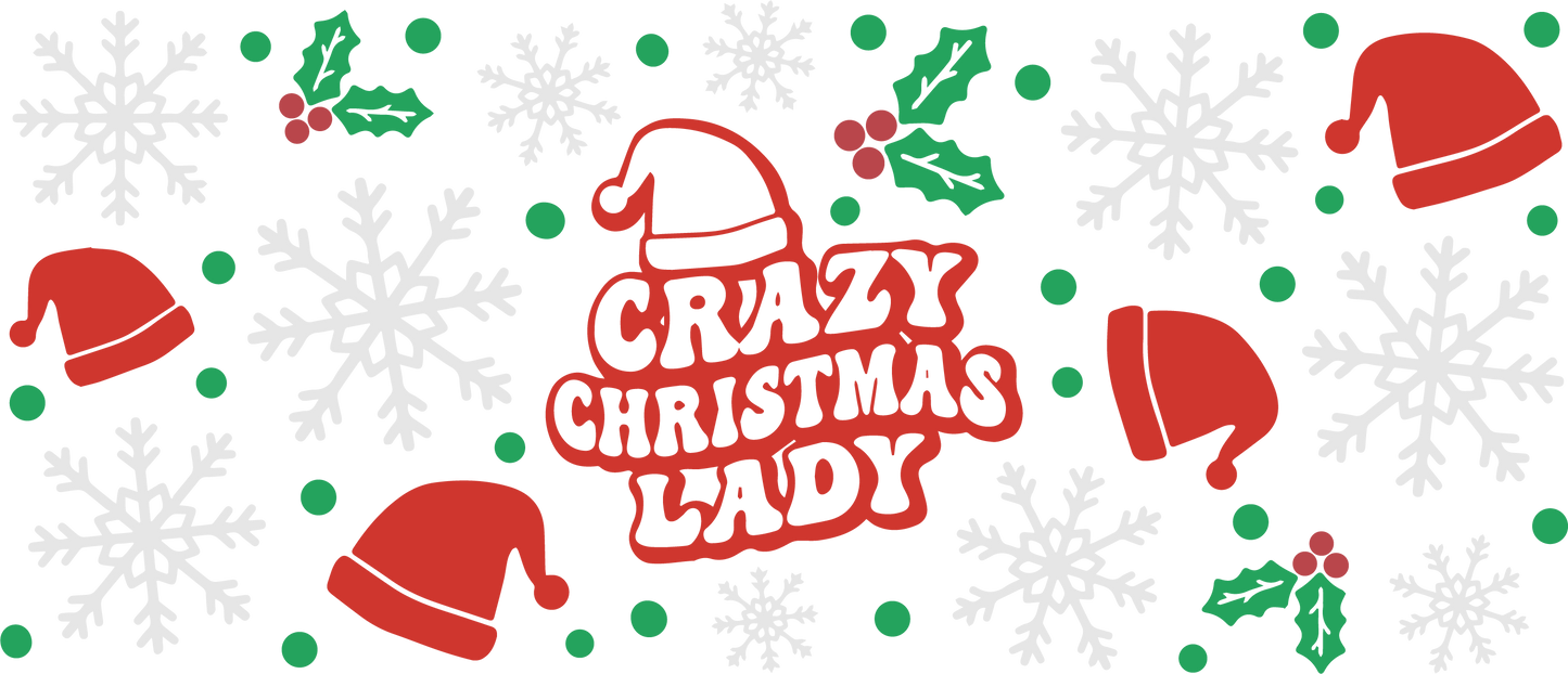 Crazy Christmas Lady UVDTF Cup Wrap